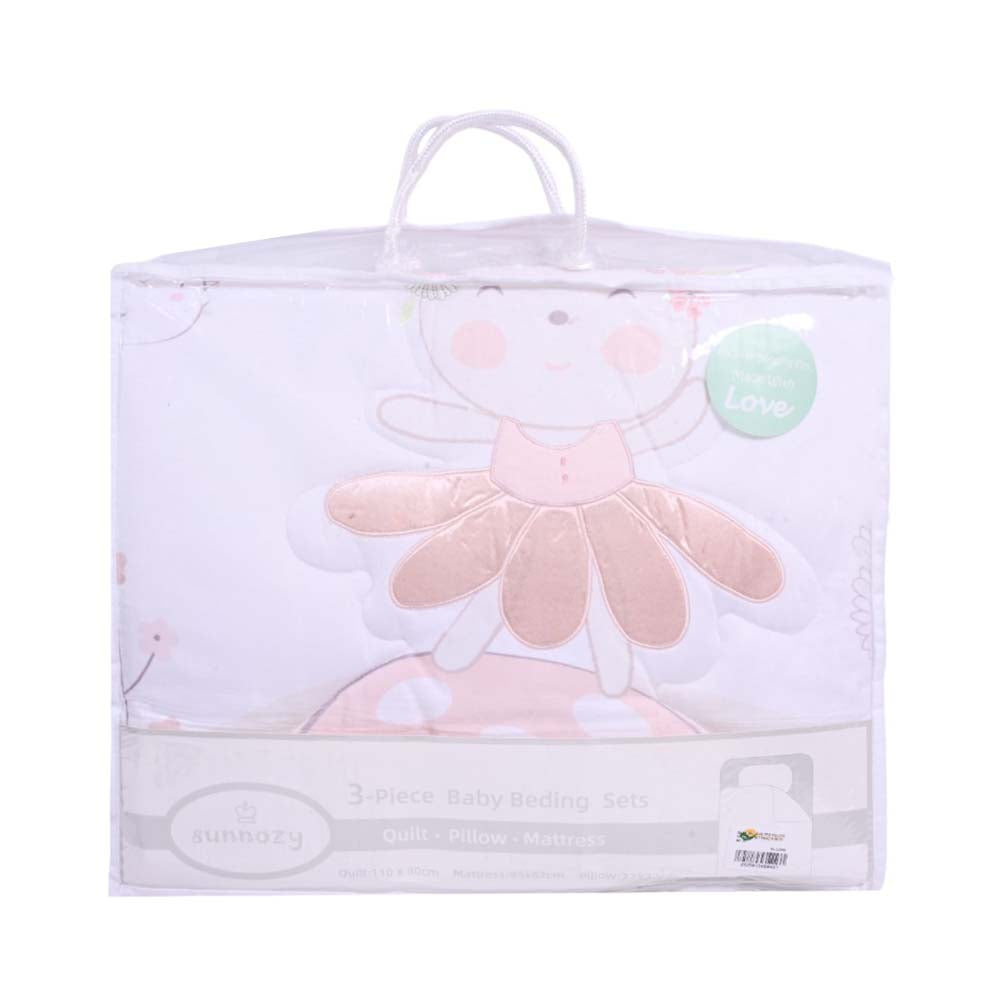 BABY 3PC QUILTED PILLOW MATRESS SET PEACH IR-25 BD-31 Default Title - MamasJan KidsWear