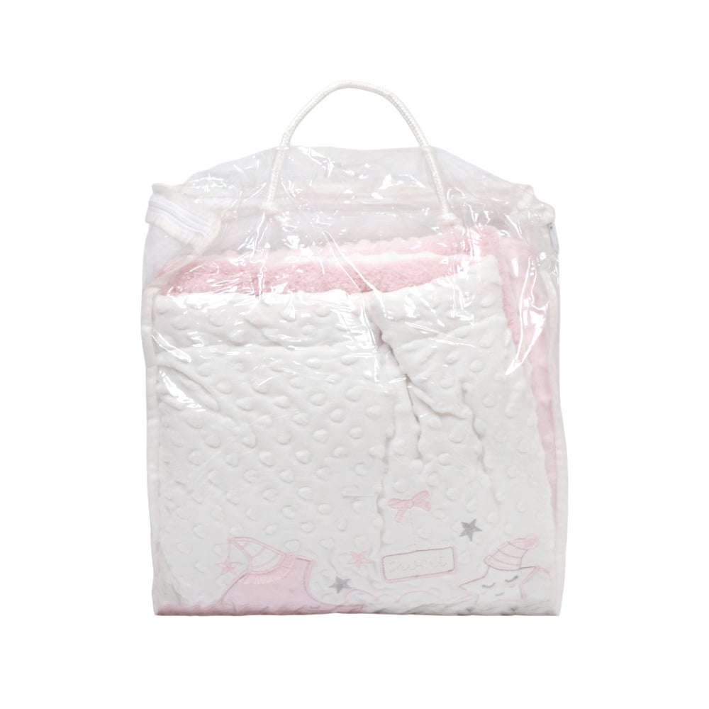 BABY QUILTED BLANKET 90X120CM L-PINK IR-25 BL-36E Default Title - MamasJan KidsWear