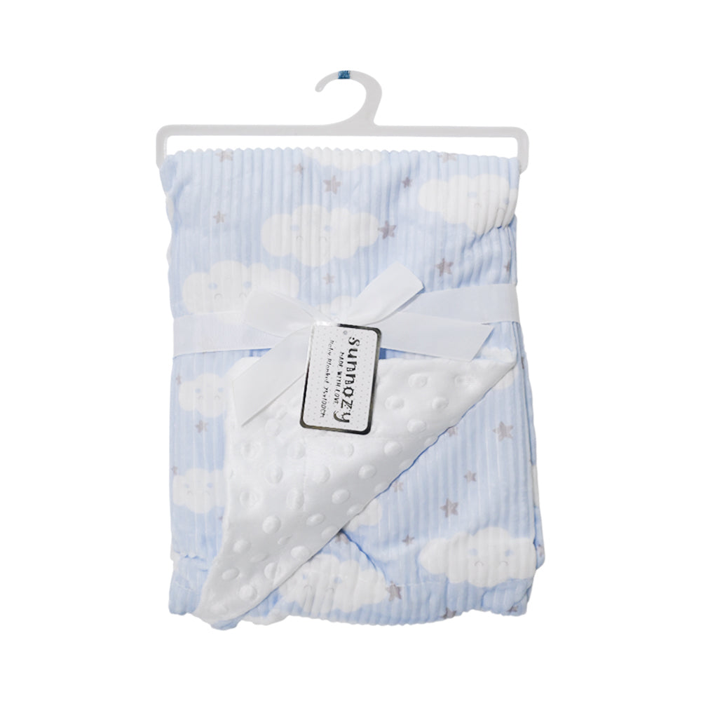 BABY FLEECE WRAPPING SHAWL BLUE IR-25 BL-46-B Default Title - MamasJan KidsWear