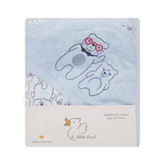 BABY WRAPPING SHEET HOODED 76X76CM BLUE IR-25 BK-043 Default Title - MamasJan KidsWear