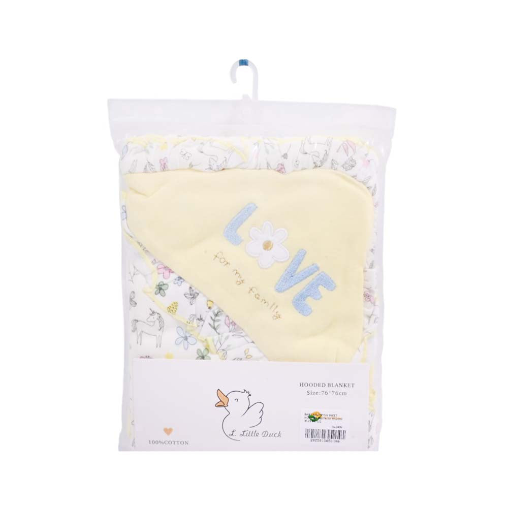 BABY WRAPPING SHEET HOODED 76X76CM YELLOW IR-25 BK-121 Default Title - MamasJan KidsWear