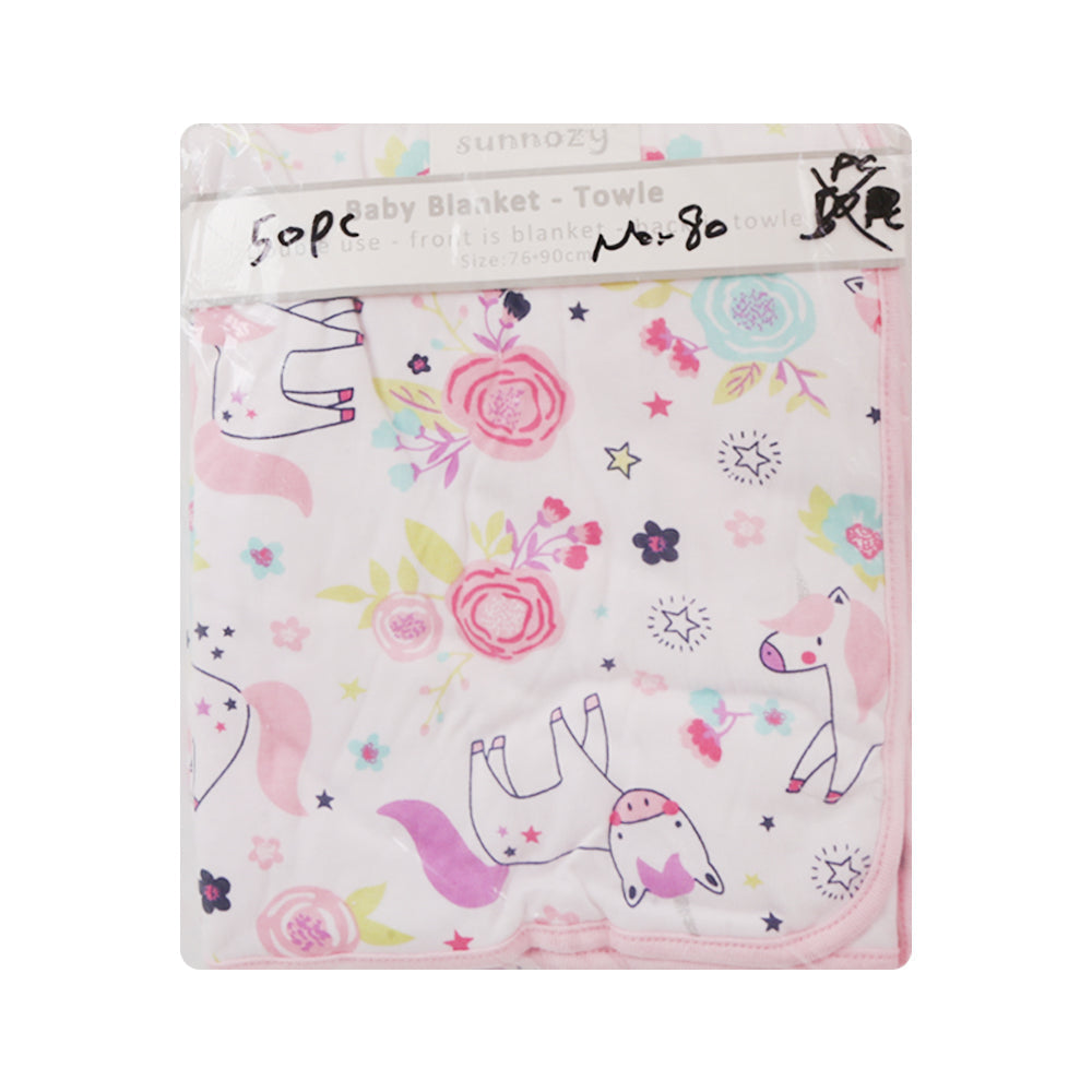 BABY COTTON WRAPPING SHEET 76X90CM PINK IR-25 BL-67-D Default Title - MamasJan KidsWear