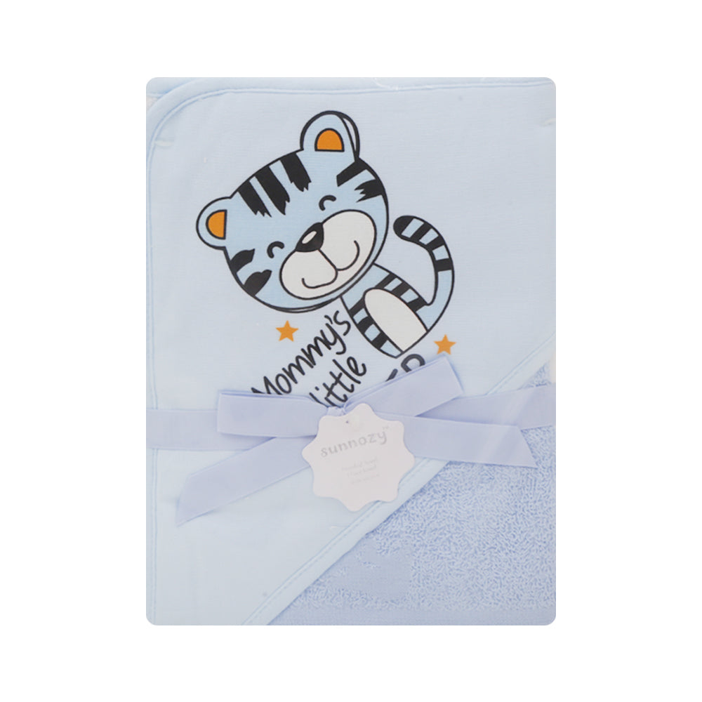 BABY BATH TOWEL HOODED L-BLUE IR-25 044-B Default Title - MamasJan KidsWear