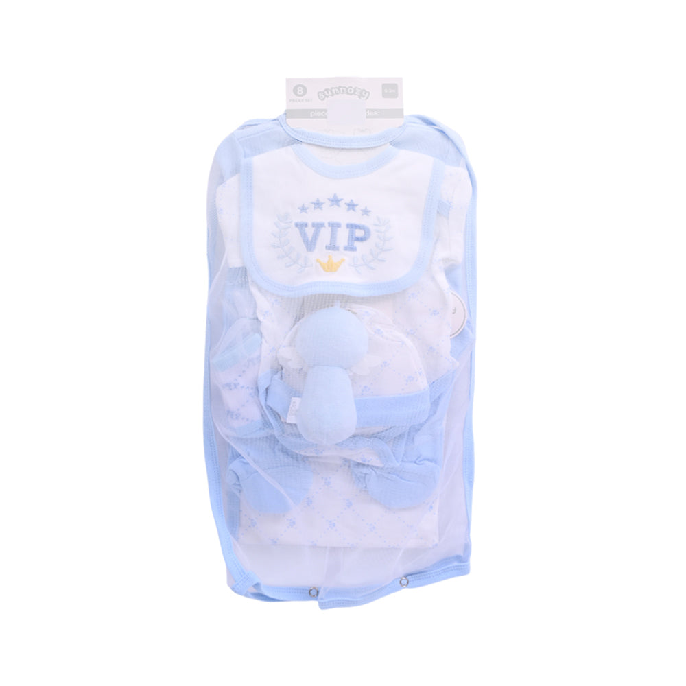 BABY 8PC GIFT SET HANGER BLUE IR-25 0-3M S.9307 Default Title - MamasJan KidsWear