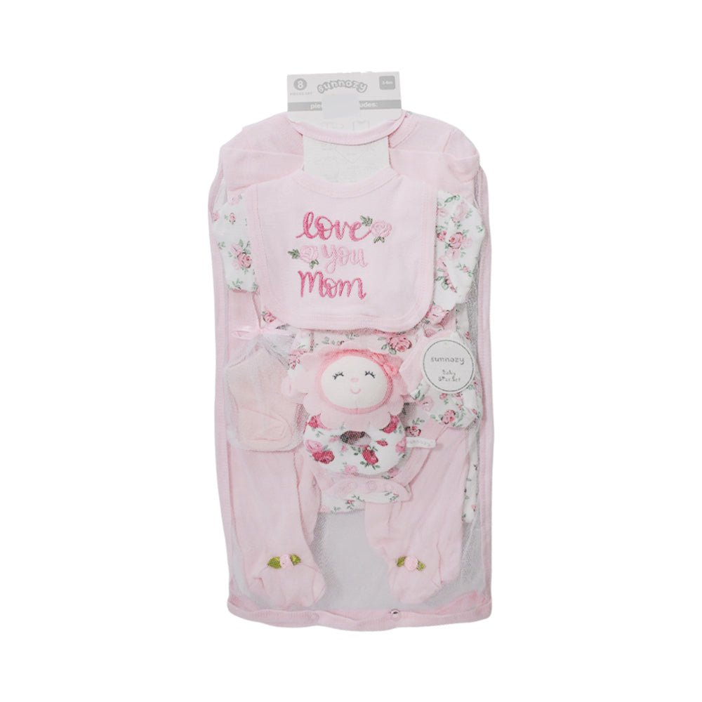 BABY 8PC GIFT SET HANGER PINK IR-25 3-6M S.9304 Default Title - MamasJan KidsWear
