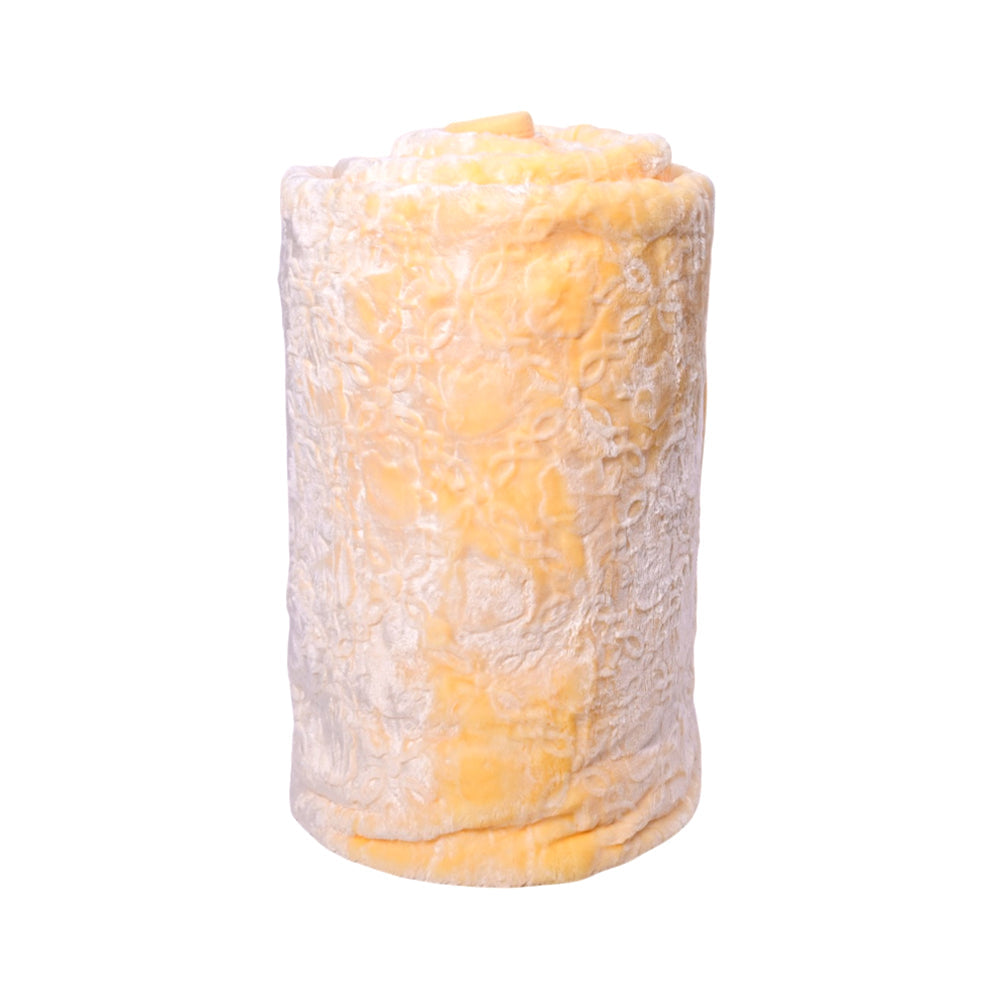 BLANKET IMBOSSED SOLID IR 1 PLY YELLOW 200X240 Default Title - MamasJan Household