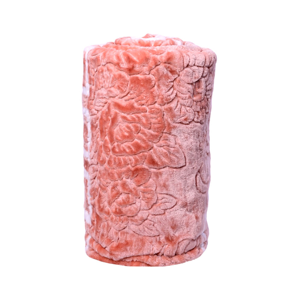 BLANKET IMBOSSED PRINTED IR 1 PLY PEACH 200X240 Default Title - MamasJan Household