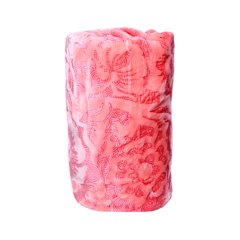 BLANKET IMBOSSED 3D IR 2 PLY PINK 200X240 Default Title - MamasJan Household