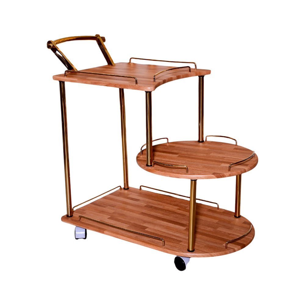 TEA TROLLEY 3 SHELF BAGGI-201 BRICK WOOD E-25 Default Title - MamasJan Household