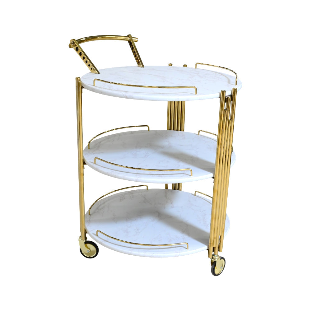 TEA TROLLEY DELUXE-510 WHITE MARBLE-E02 Default Title - MamasJan Household