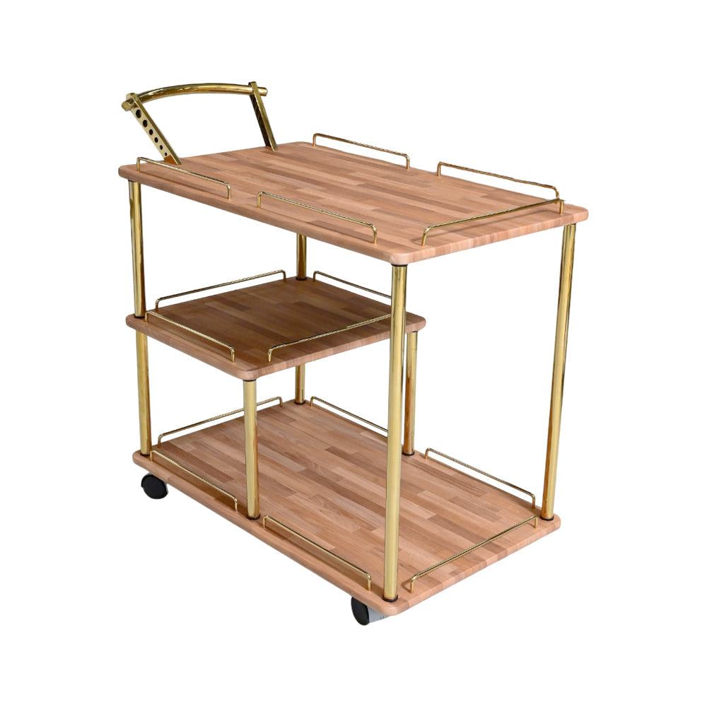 TEA TROLLEY 3 SHELF NEW STATE-908 BRICK WOOD E-25 Default Title - MamasJan Household