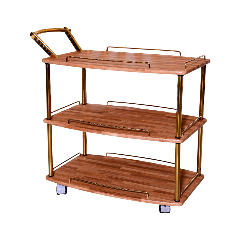 TEA TROLLEY 3 SHELF STATE-117 BRICK WOOD E-25 Default Title - MamasJan Household