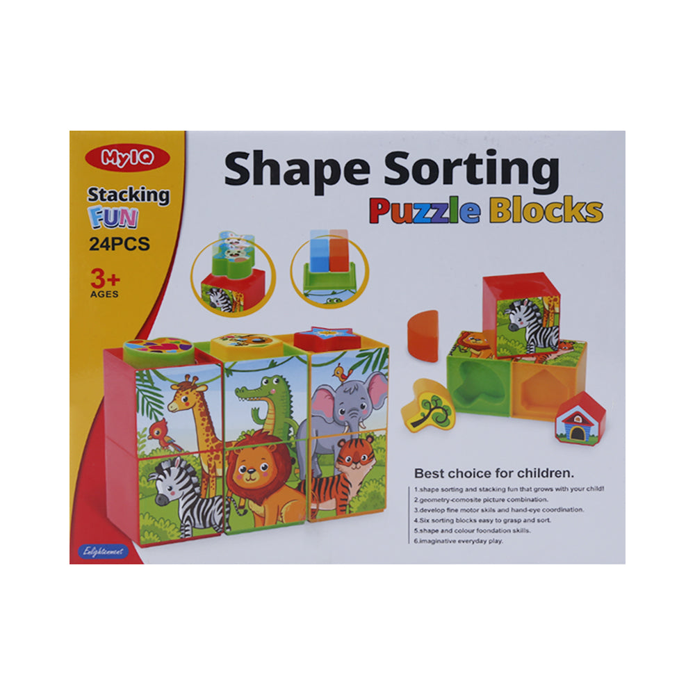012B IQ SHAPE SORTING PUZZLE BLOCKS 24PCS Default Title - MamasJan Toys