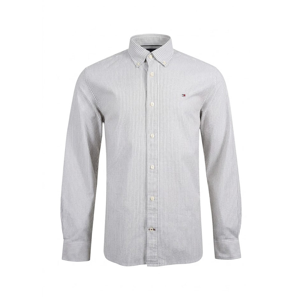 TH MEN L/S BUTTON DOWN SHIRT 78J8429-303 WHT/GRY M (IRS) Default Title - MamasJan mens wear