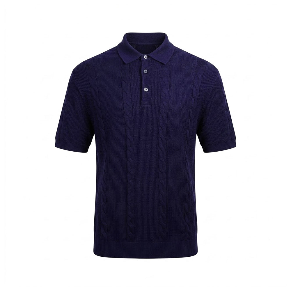 TH MEN S/S POLO SHIRT XM0342-AWS NVY L IRS Default Title - MamasJan mens wear