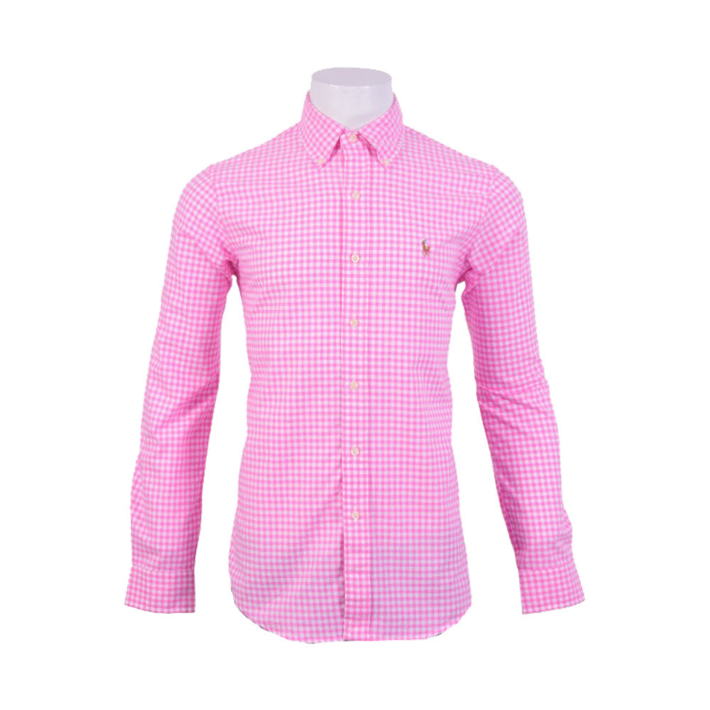 RL MEN L/S BUTTON DOWN SHIRT 021005 WHT/PINK L (IR) XL - MamasJan mens wear