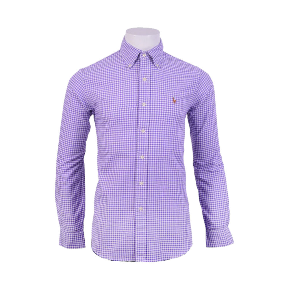 RL MEN L/S BUTTON DOWN SHIRT 021018 WHT/PRPL L (IR) XL - MamasJan mens wear