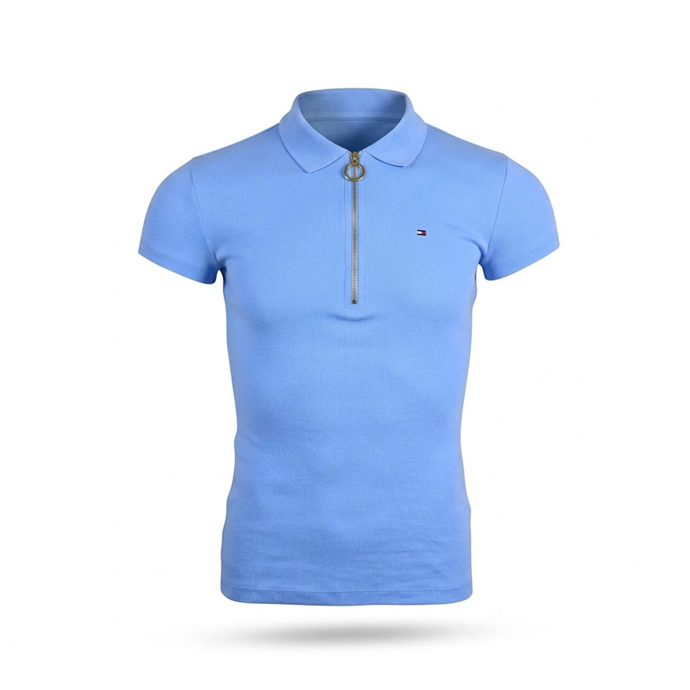 TH WOMEN S/S POLO SHIRT 76J1536-404 BLU S (IRS) Default Title - MamasJan mens wear
