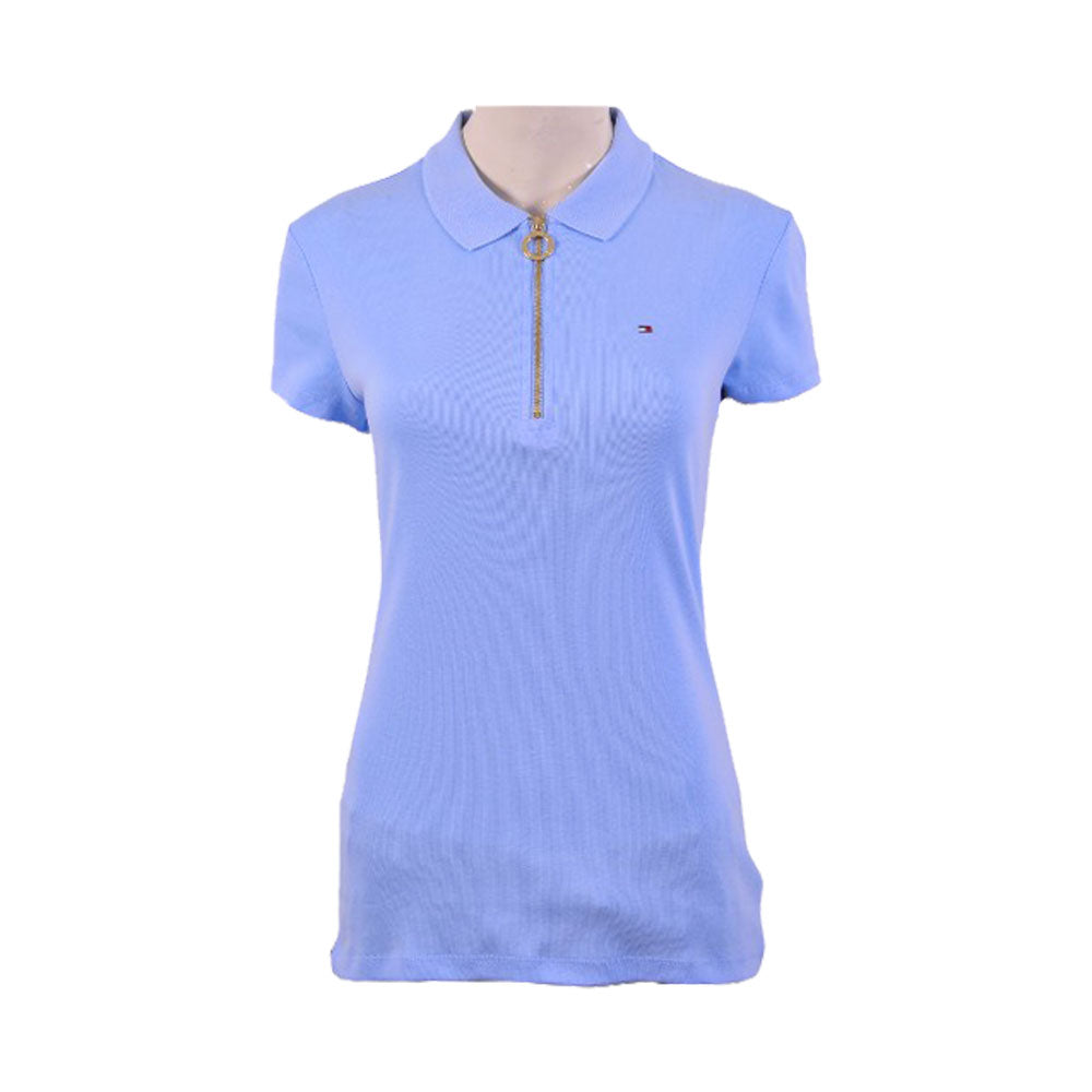 TH WOMEN S/S POLO SHIRT 76J1536-404 BLU L (IRS) XL - MamasJan mens wear