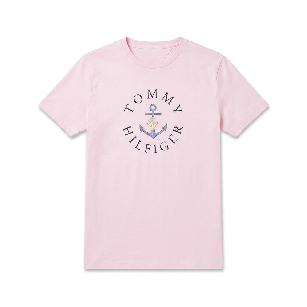 TH WOMEN S/S R.NECK SHIRT XW04336-651 PNK M (IRS) Default Title - MamasJan mens wear