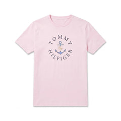 TH WOMEN S/S R.NECK SHIRT XW04336-651 PNK M (IRS) Default Title - MamasJan mens wear