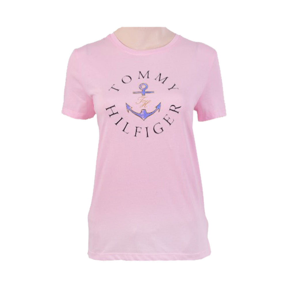 TH WOMEN S/S R.NECK SHIRT XW04336-651 PNK L (IRS) M - MamasJan mens wear