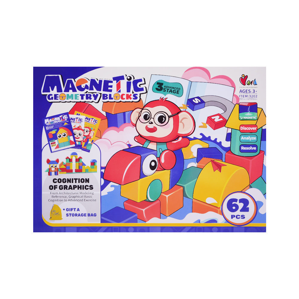 3202B MAGNETIC GEOMETRY BLOCKS 62PCS A.I Default Title - MamasJan Toys