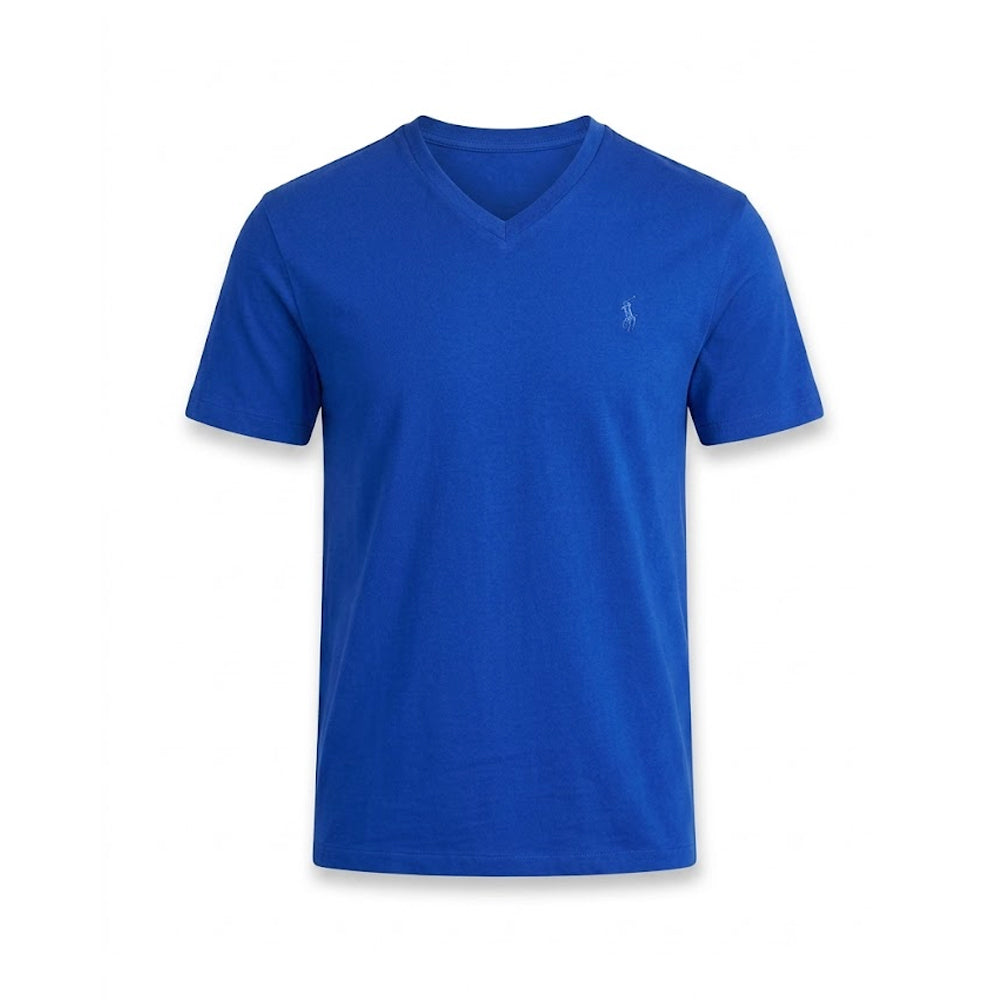 RL MEN S/S V.NECK SHIRT 687028 R.BLU M (IR) Default Title - MamasJan mens wear