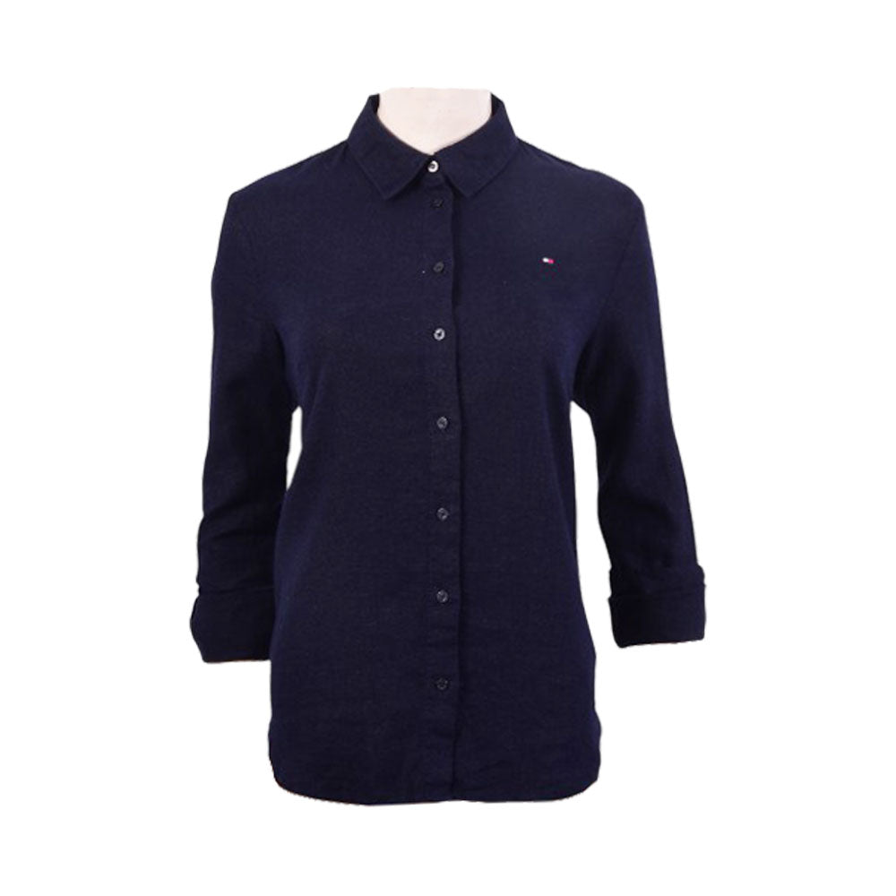 TH WOMEN L/S DRESS SHIRT XW04799-400 NVY L (IR) M - MamasJan mens wear