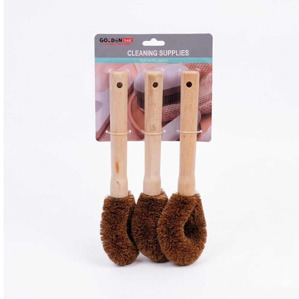 GOLDEN SAIL COCONUT PALM WASHING BRUSH 3PC SET IR 521-216 Default Title - MamasJan Grocery Food