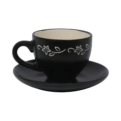 CUP & SAUCER STONEWARE BLACK MS (Pack of 6) Default Title - MamasJan Crockery