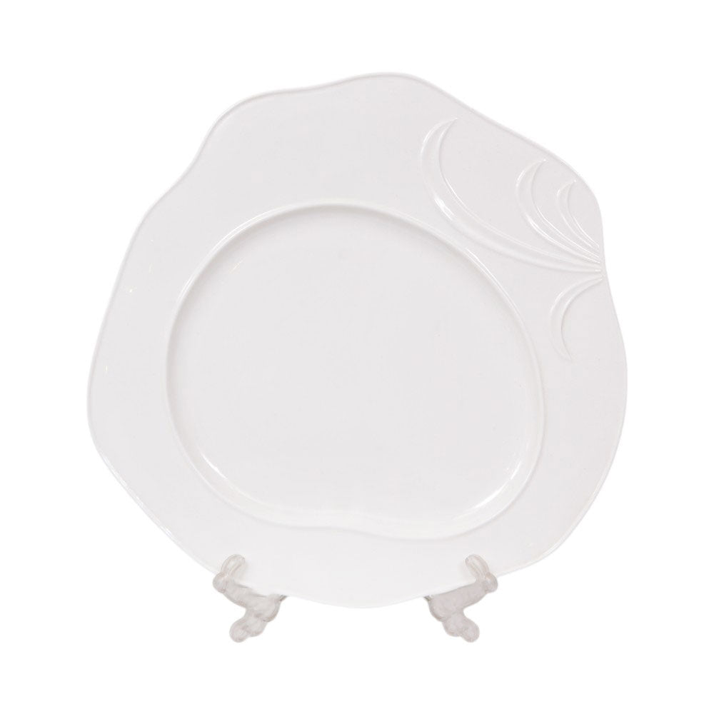 DISH WHITE PORCELAIN EMBOSSED ORCHID 14.5 INCH IR Default Title - MamasJan Crockery