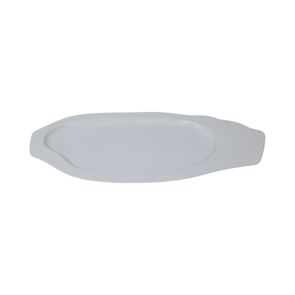 DISH WHITE PORCELAIN EMBOSSED ORCHID 16 INCH IR Default Title - MamasJan Crockery