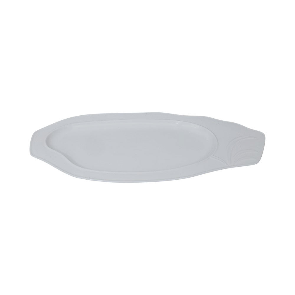 DISH WHITE PORCELAIN EMBOSSED ORCHID 18 INCH IR Default Title - MamasJan Crockery
