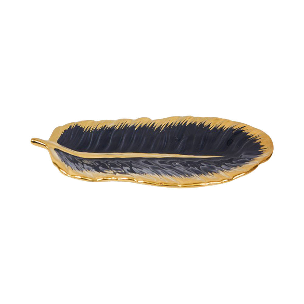 DISH PORCELAIN LEAF BLUE YLG0157B Default Title - MamasJan Crockery