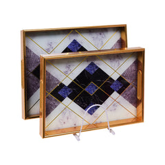 TRAY SET 2PC WOODEN IR 1416-4 Default Title - MamasJan Crockery