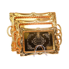 TRAY SET 3PC STEEL GOLDEN IR K56-62 Default Title - MamasJan Crockery
