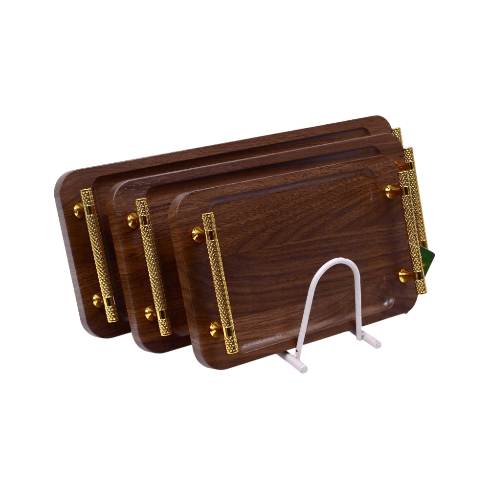 TRAY SET 3PC WOODEN IR 981-1 Default Title - MamasJan Crockery