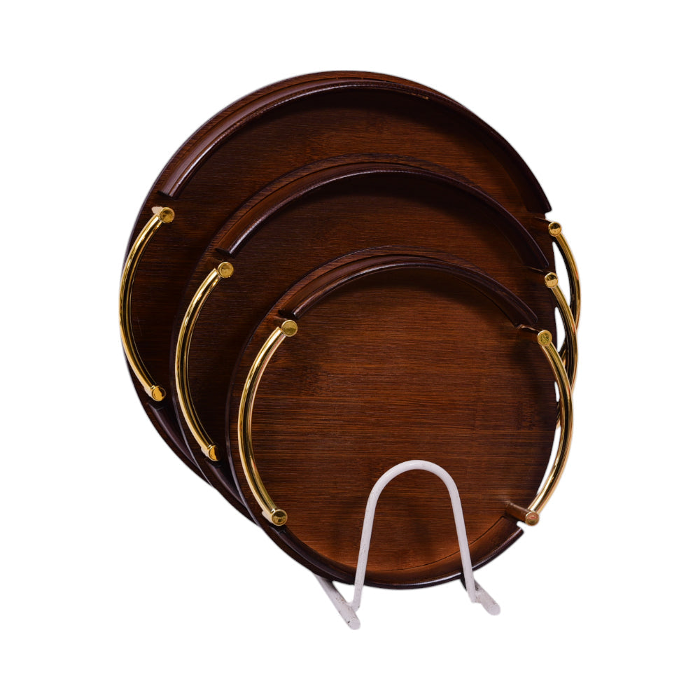 TRAY SET 3PC WOODEN IR 981-4 Default Title - MamasJan Crockery