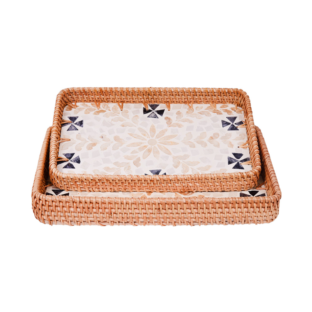 TRAY SET 2PC WOODEN IR 981-6 Default Title - MamasJan Crockery