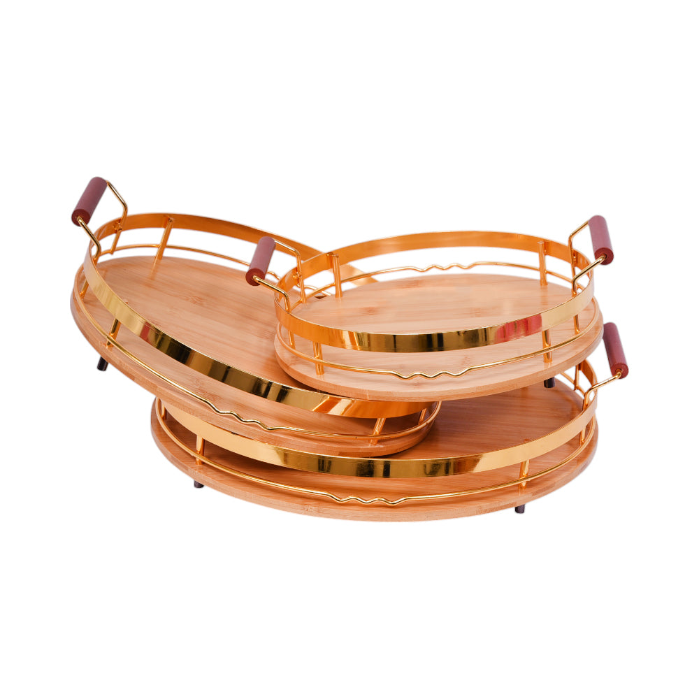 TRAY SET 3PC WOODEN IR 981-10 Default Title - MamasJan Crockery