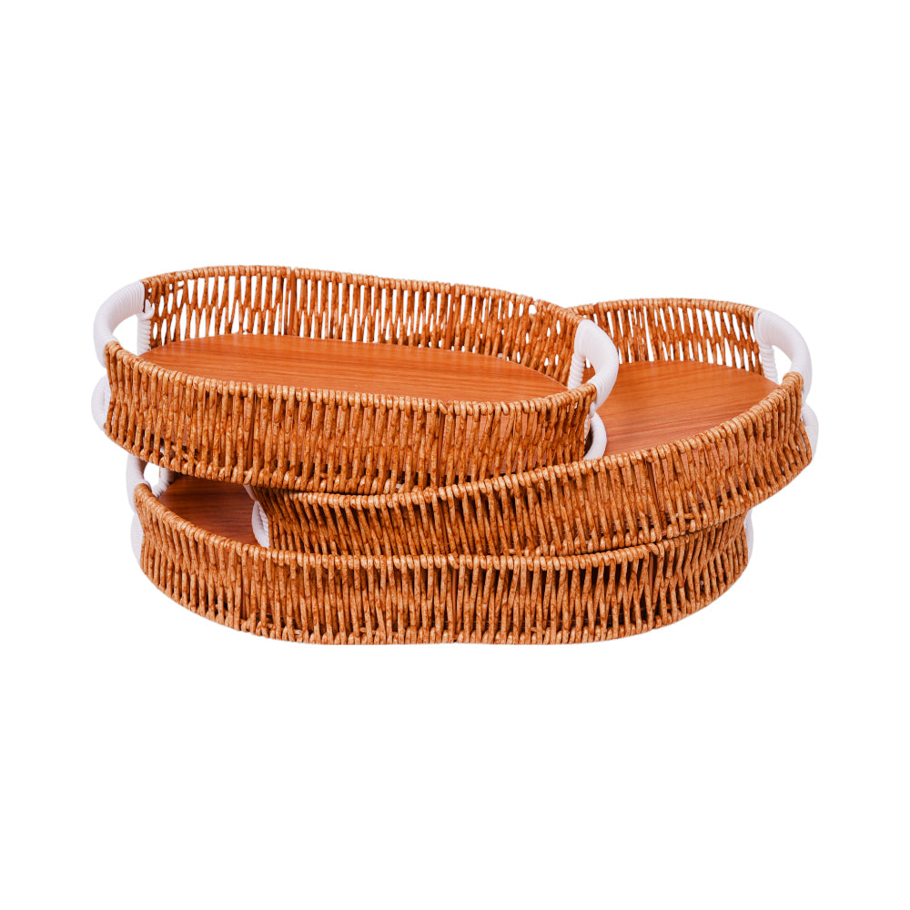 TRAY SET 3PC CANE IR 981-17 Default Title - MamasJan Crockery