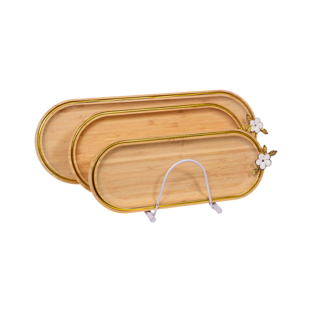 TRAY SET 3PC WOODEN IR 981-45 Default Title - MamasJan Crockery