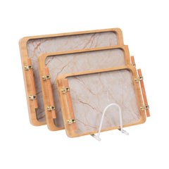 TRAY SET 3PC WOODEN IR P2 Default Title - MamasJan Crockery