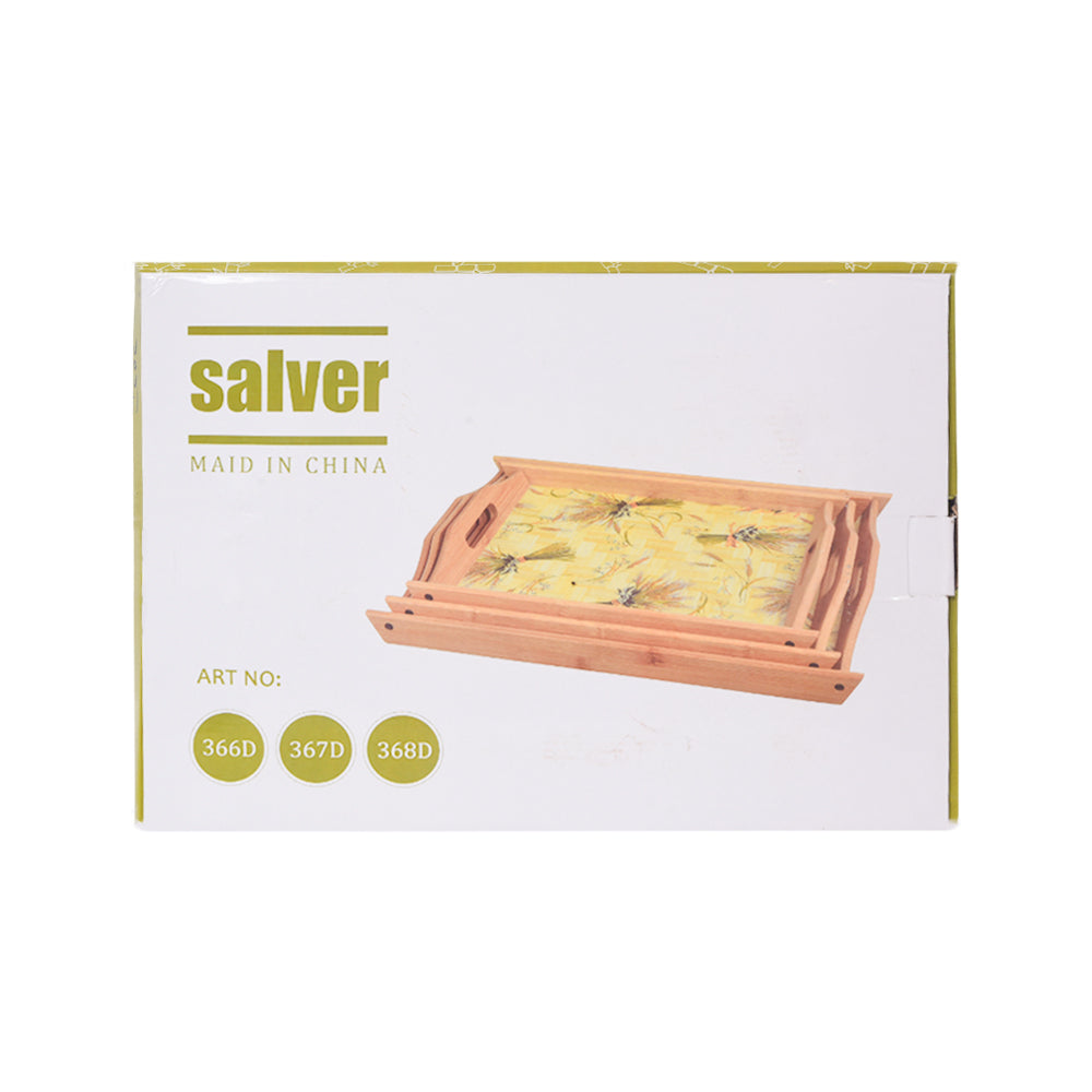 TRAY SET 3PC WOODEN IR P6 Default Title - MamasJan Crockery