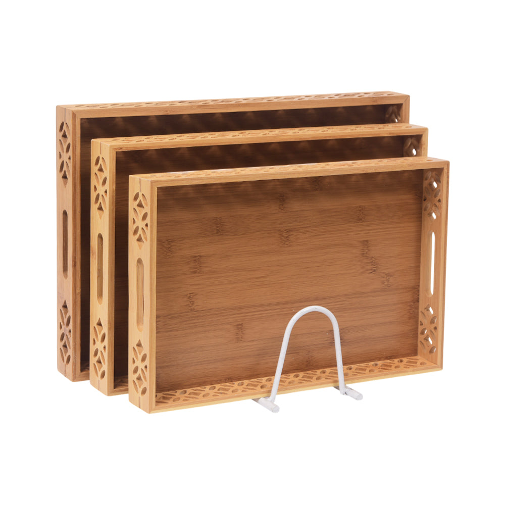 TRAY SET 3PC WOODEN IR P3 Default Title - MamasJan Crockery