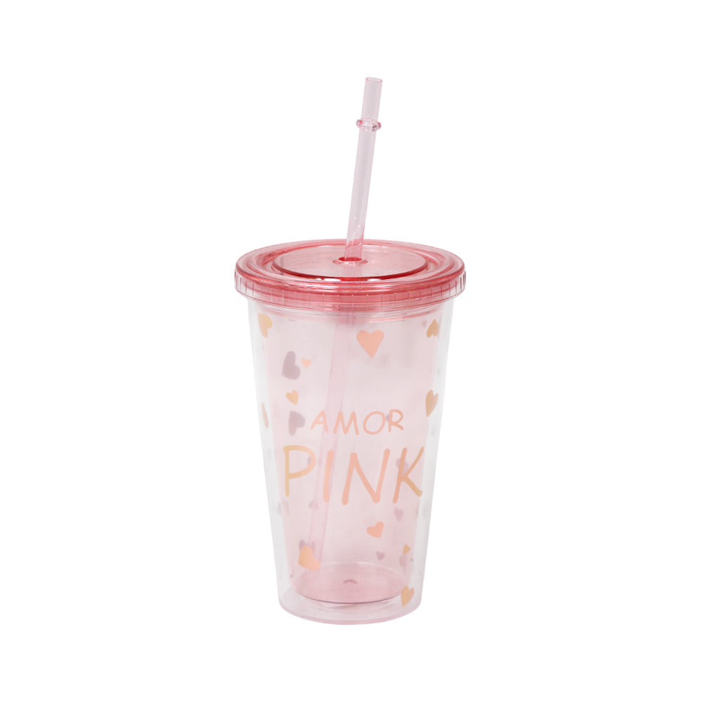 MUG WITH STRAW ACRYLIC 450 ML IR JL45077 Default Title - MamasJan Crockery
