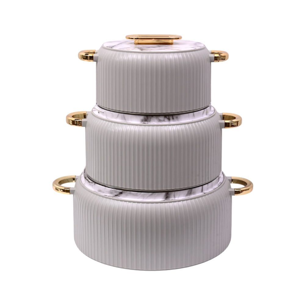 HOT POT SET 3PC FOREVER GOLD WHITE MARBEL EK200 WHITE Default Title - MamasJan Crockery