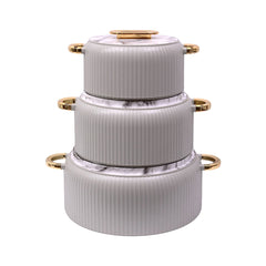 HOT POT SET 3PC FOREVER GOLD WHITE MARBEL EK200 WHITE Default Title - MamasJan Crockery