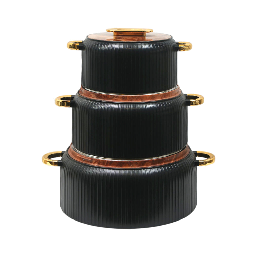 HOT POT SET 3PC FOREVER GOLD BROWN MARBEL EK200 BLACK Default Title - MamasJan Crockery